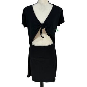 Abound Short Sleeve Cut Out Tie Front Mini Dress - Black - size Large